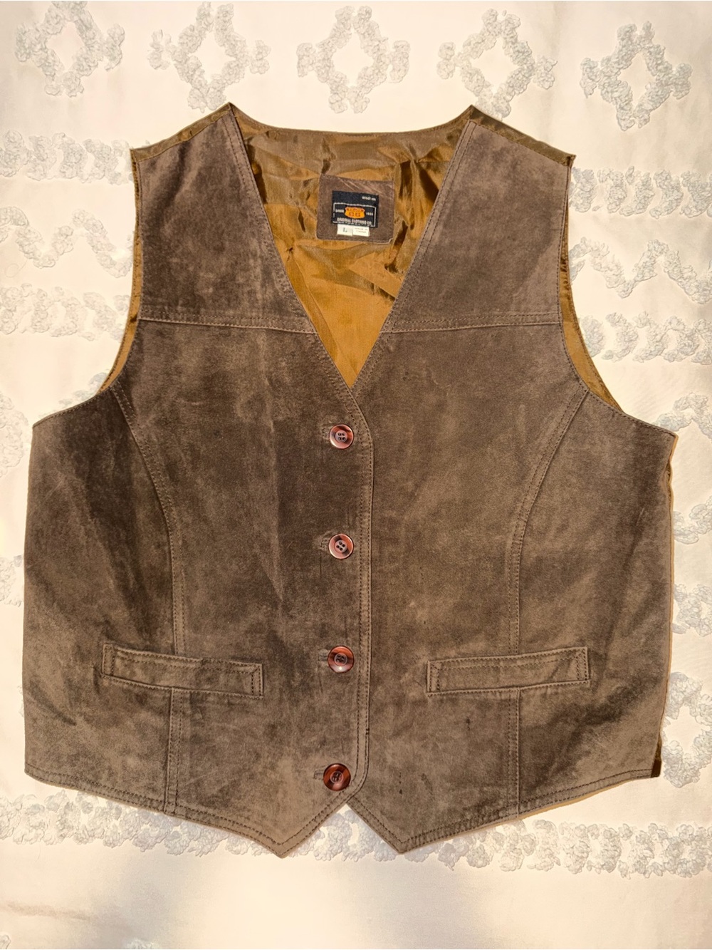 Route 66 Brown Suede Vest - Men’s Classic Button Front